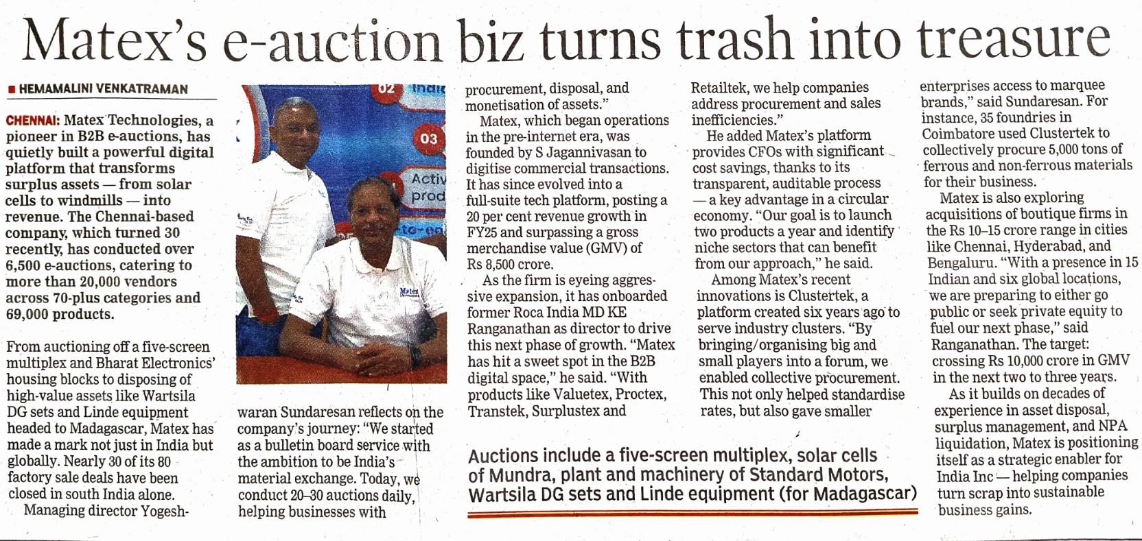 Matex's E-auction biz turns trash to treasure